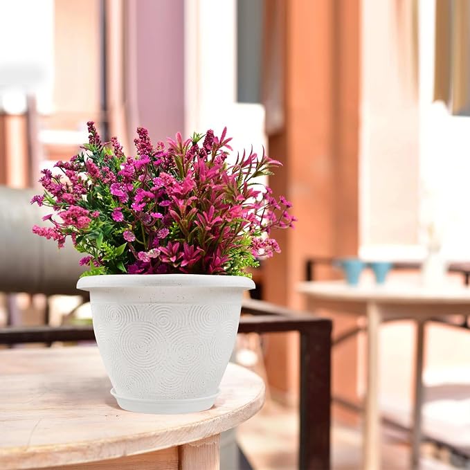 Plastic Flower Pots Planters For Indoor Plants, 4 Pack 14 Inch White Plant Pots - Image 7