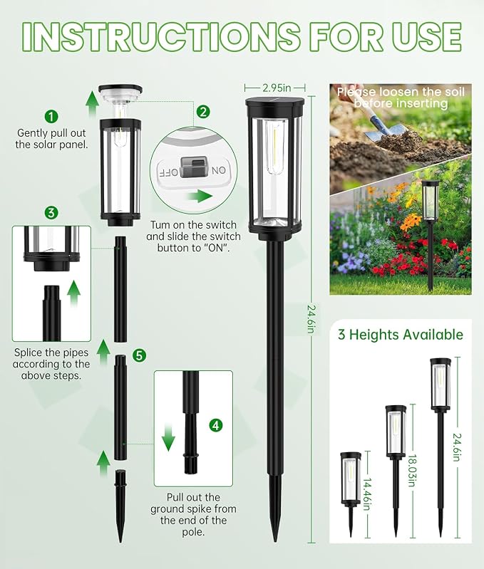 Bright Solar Pathway Lights, 2 Pack Solar Lights Outdoor Waterproof IP65 - Image 8
