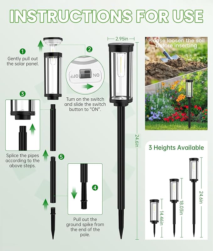 Bright Solar Pathway Lights, 12 Pack Solar Garden Lights Outdoor Waterproof IP65 - Image 8