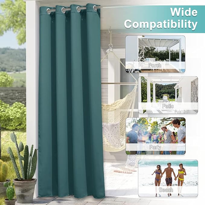 NICETOWN Patio Outdoor Curtain Waterproof, Thermal Insulated Rustproof Grommet - Image 6