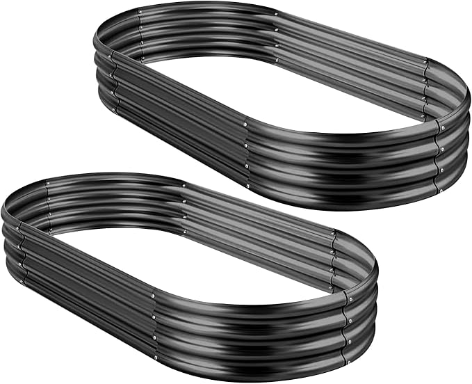 Land Guard 2Pcs Galvanized Raised Garden Bed Kit, 10×4×1ft Galvanized Planter by LandGuard