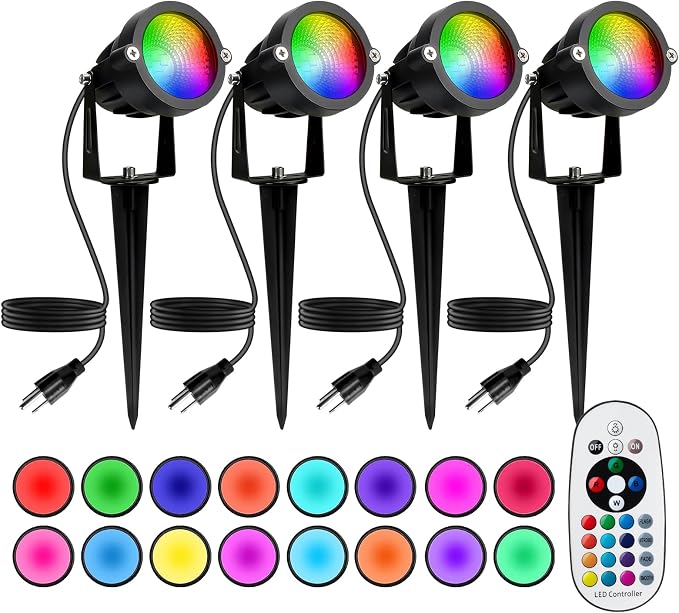 Halloween Christmas Spotlight Outdoor: 12W RGBW LED Spot Lights Outdoor by BeeLinks