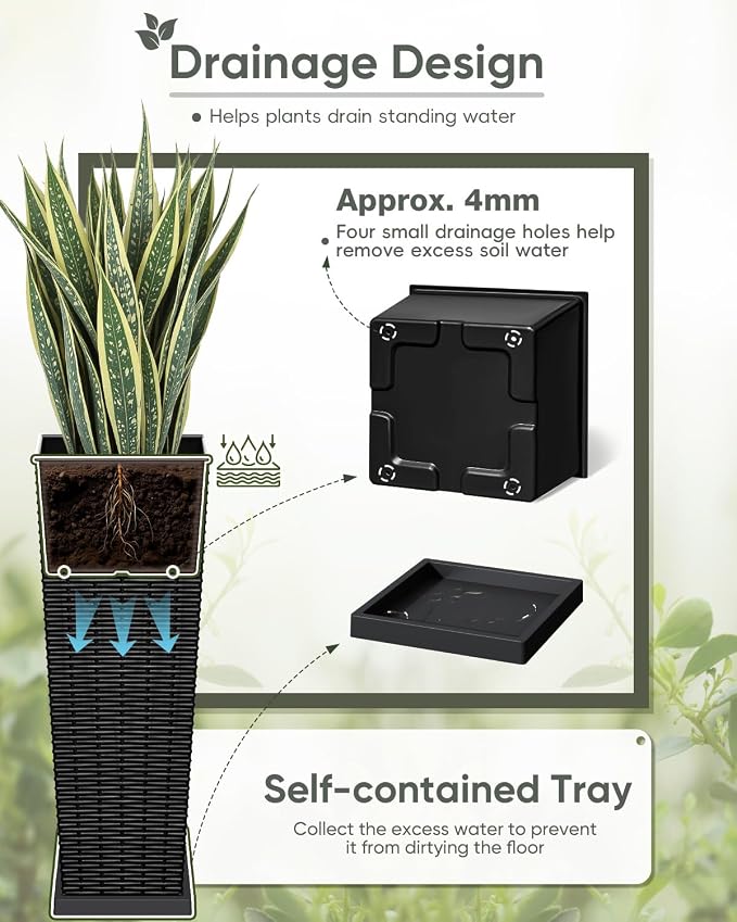 Greesum Set of 2 Tall Plastic Planters - Image 4