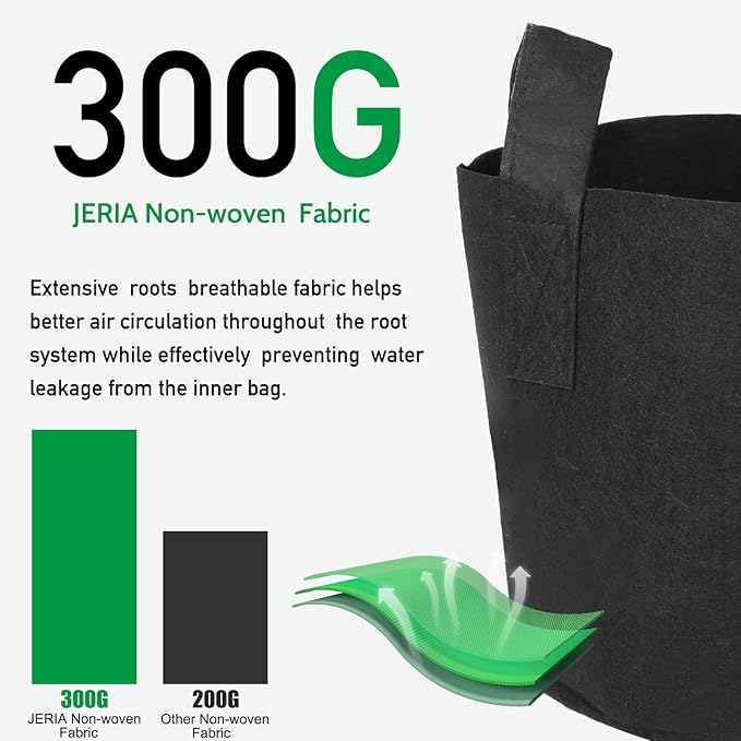 JERIA 12-Pack 3 Gallon Grow Bags, 300G Thickened Nonwoven Garden Pots, Heavy - Image 4