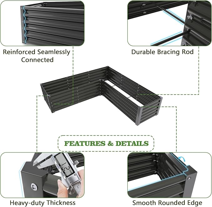 A ANLEOLIFE Set of 12 18 Inch Tall Raised Garden Beds Kit, Rectangular & - Image 5