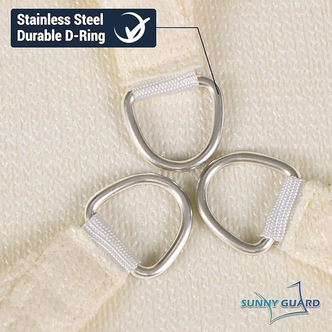 SUNNY GUARD Custom Size 20'x28'x28' Triangle Butter Cream UV Block Sunshade - Image 6
