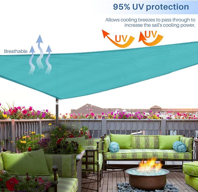 E&K Sunrise 3' x 3' x 3' Sun Shade Sail Triangle Canopy Shade Cover UV Block - Image 5