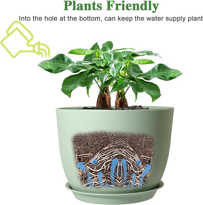 12inch Large Plant Pot, Modern Plastic Planter - Image 4