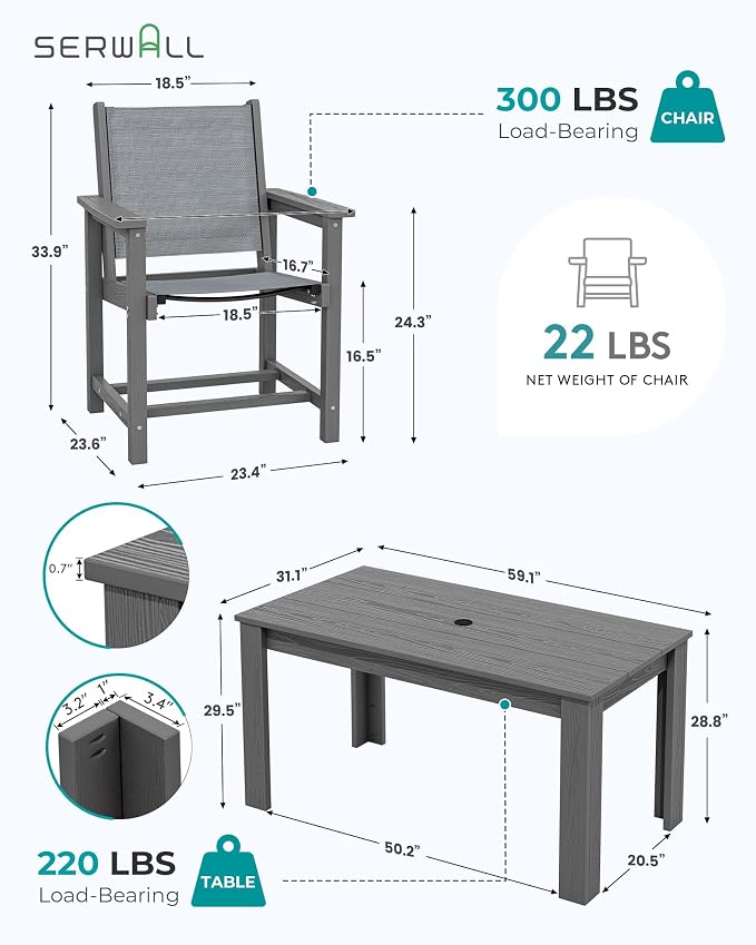 SERWALL 7 Piece Outdoor Dining Table Sets - Image 3