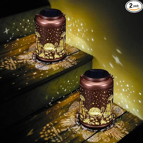 2 Pack Turtles Solar Lanterns Outdoor Waterproof by Eandisom
