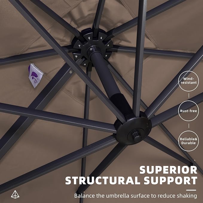 PURPLE LEAF 10' X 13' Patio Umbrella Outdoor Cantilever Rectangle Umbrella - Image 4