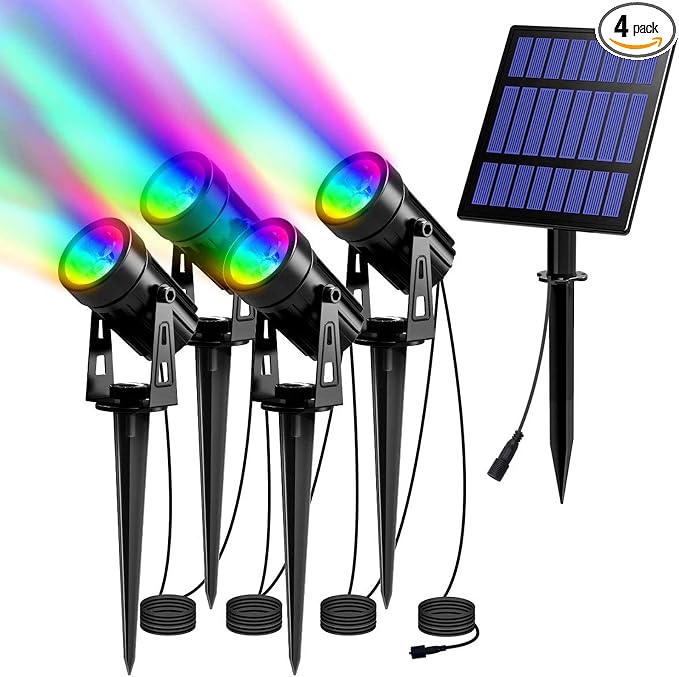T-SUN RGB Solar Spotlights Outdoor, Halloween Decoration Solar Landscape by T-SUN
