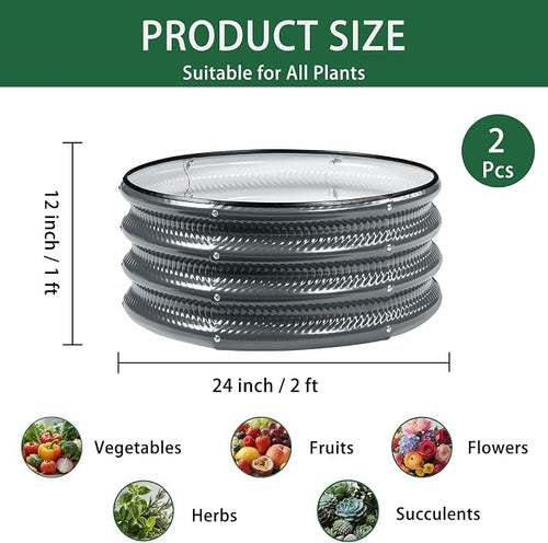 2 Pcs 2x2X1 FT Round Galvanized Raised Garden Bed Kit, Metal Raised Box - Image 2