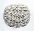 FRELISH DECOR Round Pouf Ottoman Hand Knitted 100% Cotton Pouf Foot Stool by FrelishDecor
