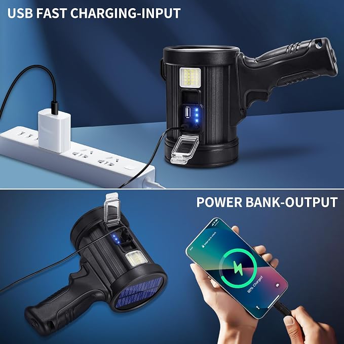 Rechargeable Spotlight, 99000 Lumens Bright LED Spotlight Flashlight, Long - Image 4
