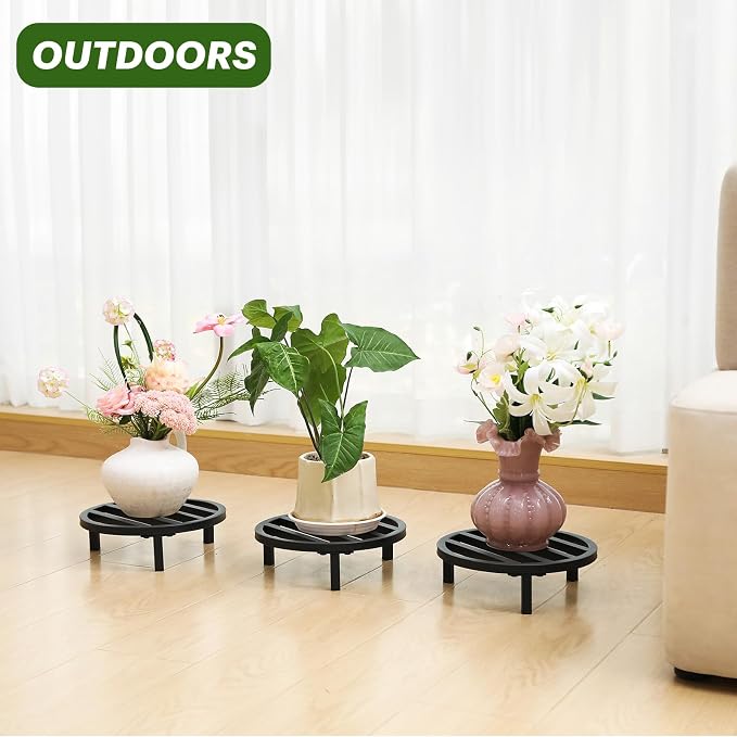 3 Pack 10.23 Inch Metal Plant Stands Outdoor, 240 LBS Capacity, Single Plant - Image 5