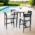 Modern 5PCS Outdoor Patio Bar Set, Rounded Square 35.4'' Sintered Stone Table & by Unknown