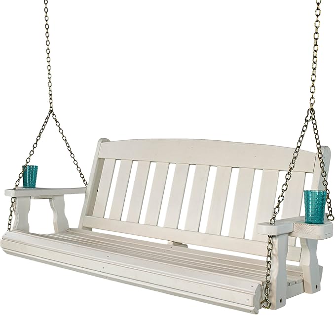 Amish Casual Heavy Duty Mission Treated Porch Swing, Semi-Solid White Stain by AmishCasual