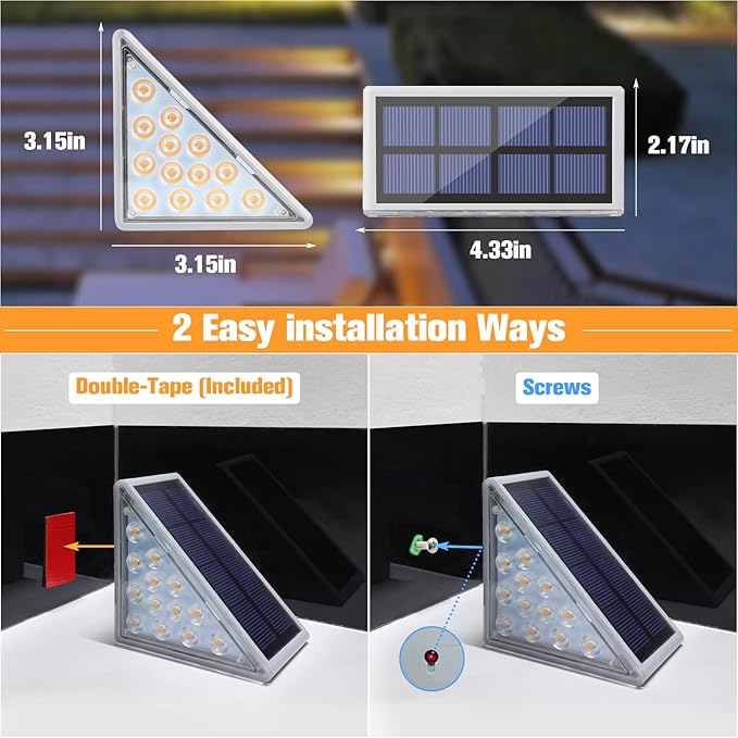 VOLISUN Solar Stair Lights 8 Pack, 7 Fixed Colors, Solar Step Lights Outdoor - Image 6