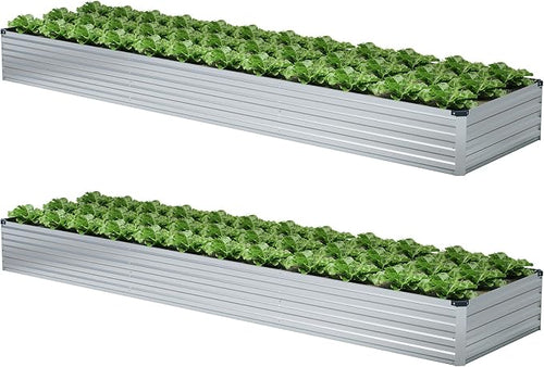 2 Pack 12x2x1FT Galvanized Raised Garden Beds Kit Outdoor Metal Gardening by Meberam