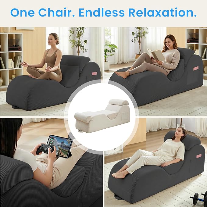 ijuicy 25" Wide Corduroy Yoga Chair, Yoga Lounge Chair - Image 6