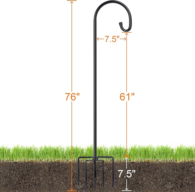 Ottsuls Bird Feeder Pole, 2 Pack 76 Inch Shepherds Hooks - Image 5