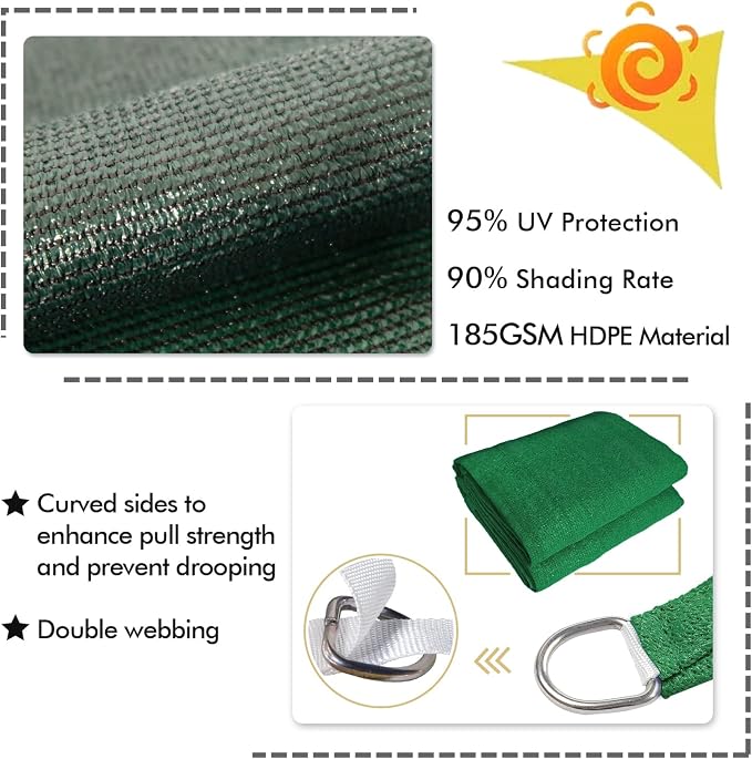 KANAGAWA 18'X20' Dark Green Custom Size Sun Shade Sail Rectangle UV Block - Image 3