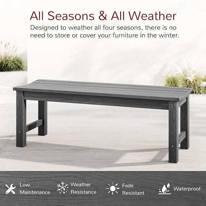 Stoog Outdoor Benches Set of 2, 2-Person Backless Patio Bench, All-Weather HIPS - Image 4