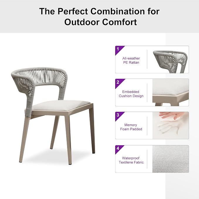 PURPLE LEAF 13 Pieces Outdoor Dining Set Patio Table and Chairs Set Aluminum - Image 2