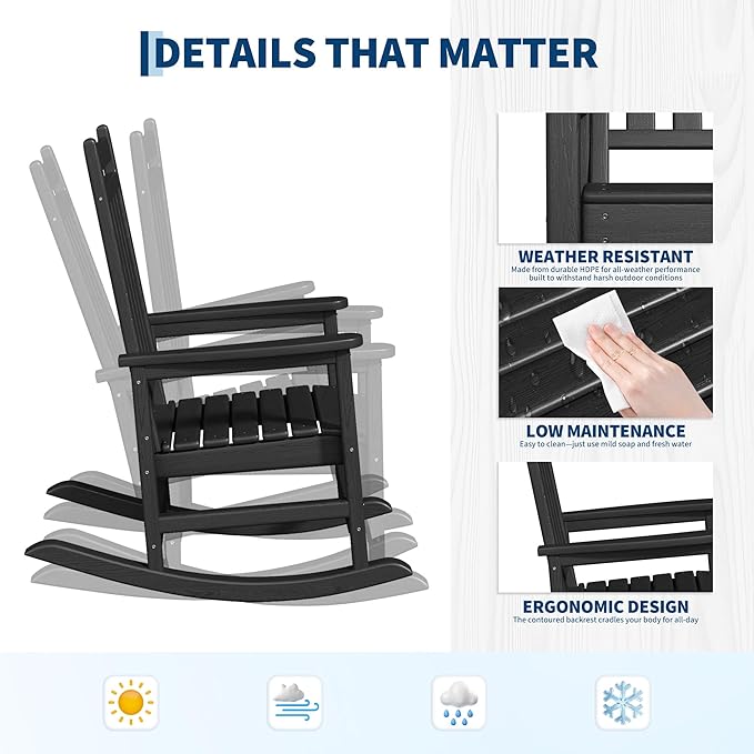HDPE Rocking Chair Outdoor Set of 4 - Image 4