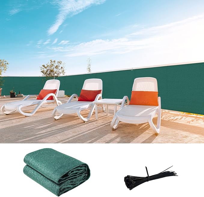 LOVE STORY Custom Size 3'x16' Dark Green Balcony Privacy Screen, UV Block by LOVESTORY