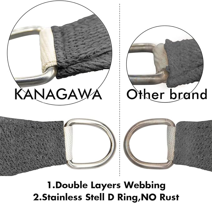 KANAGAWA 18'X20' Dark Gray Custom Size Sun Shade Sail Rectangle UV Block Canopy - Image 5