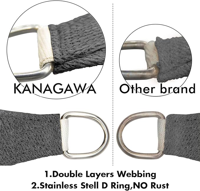 KANAGAWA 8'X14' Dark Gray Custom Size Sun Shade Sail Rectangle UV Block Canopy - Image 5