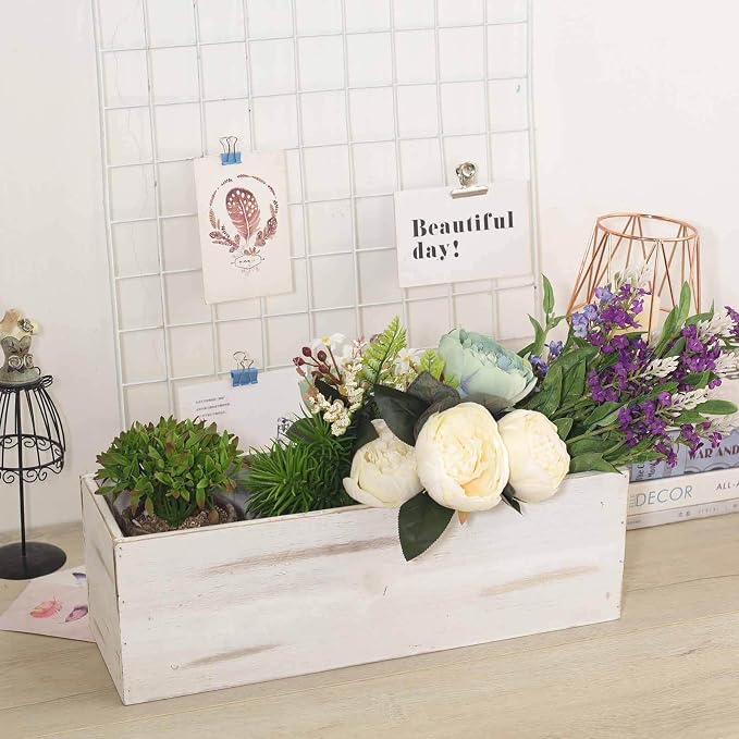Efavormart 18"x6" Whitewash Wood Planter Box by efavormart