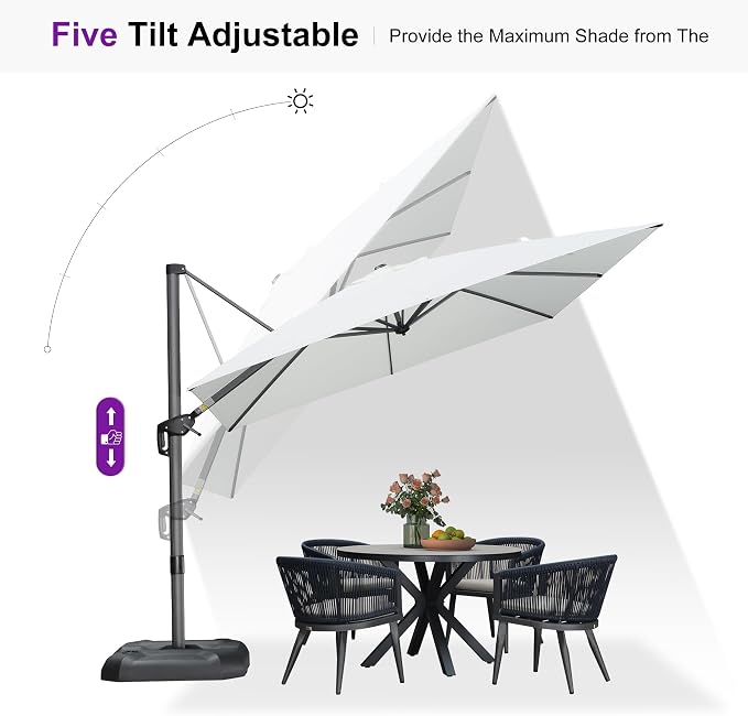 PURPLE LEAF 9 Feet Patio Umbrella Outdoor Cantilever Square Umbrella Aluminum - Image 6