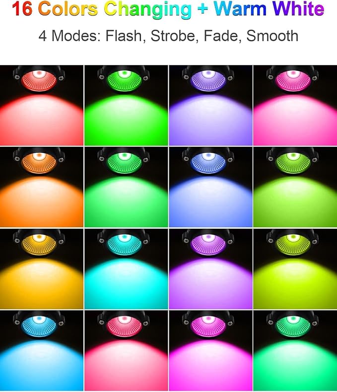 ZUCKEO 12W RGB Low Voltage Landscape Lighting Remote Control Color Changing - Image 2