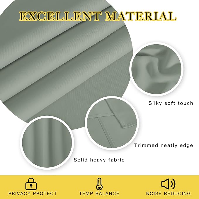 NICETOWN Sage Green Blackout Family Home Curtain - Image 4