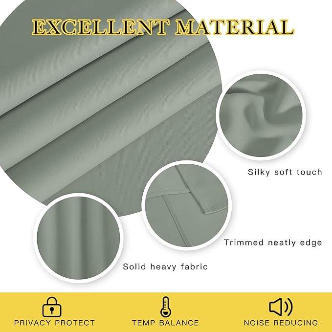 NICETOWN Sage Green Sliding Door Curtains 108 inches Long - Image 5