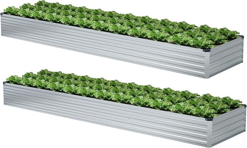 2 Pack 12x4x1FT Galvanized Raised Garden Beds Kit Outdoor Metal Gardening by Meberam