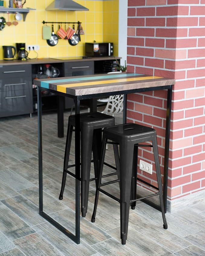 FDW Metal Bar Stools Set of 4 Counter Height Bar Stools 24 Inches Industrial - Image 2