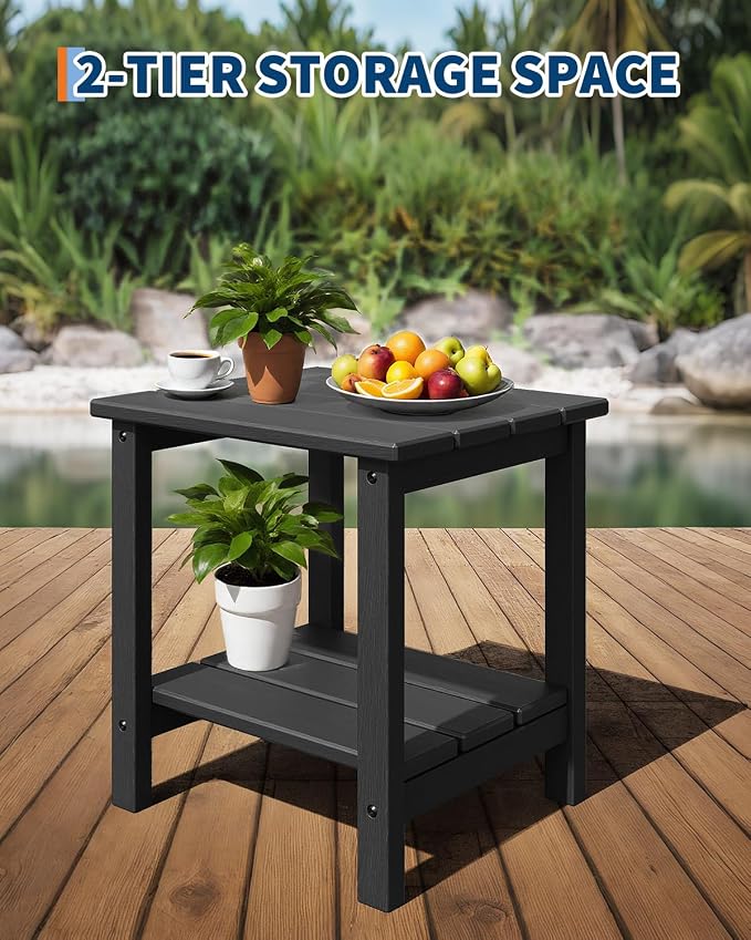 GarveeLife Adirondack Outdoor Side Table 18 x 15 in, HDPE 2-Tier Patio Side - Image 5
