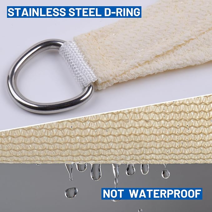 SUNLAX Sun Shade Sail 9' x 18' Butter Cream Rectangle Canopy Sail Shade Cover - Image 6