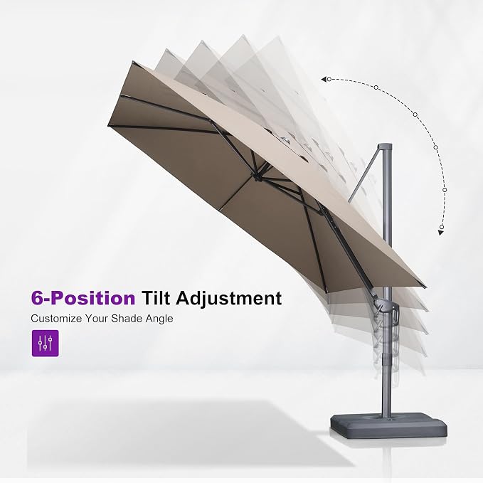 PURPLE LEAF Patio Umbrella 10' X 10' Rectangle Cantilever Umbrella Large - Image 7