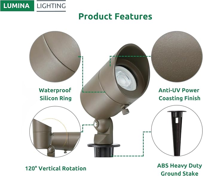 Lumina Lighting® 5W Landscape Lighting 12V Landscape Lights Low Voltage - Image 5