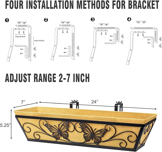 6 Pack 24 Inch Window Boxes Planter Railing Planters Box - Image 5