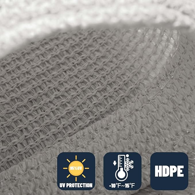 SUNNY GUARD Sun Shade Sail 12'x16' Rectangle Silver Grey UV Block Sunshade - Image 4