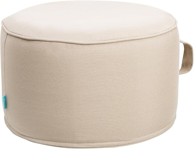 QILLOWAY Indoor/Outdoor Inflatable Stool, Round Ottoman, All Weather Foot Rest by QILLOWAY