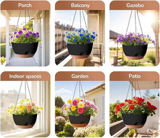 Set of 2-12 Inch Hanging Planter, Self-Watering Hanging Planters - Image 6