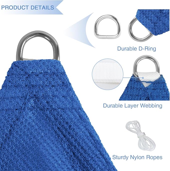 E&K Sunrise 13' x 13' x 13' Sun Shade Sail Triangle Canopy Shade Cover UV Block - Image 4