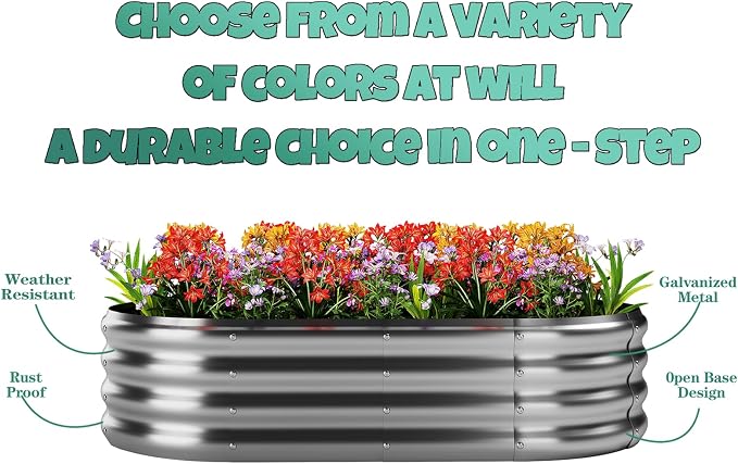 Galvanized Metal Planter Round Raised Garden Bed Kit - Image 4